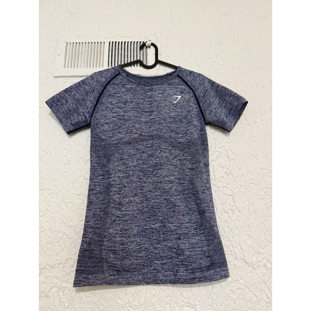 Gymshark Shirt Women’s  Marl Vital Seamless 2.0 Short Sleeve Top SZ L Blue